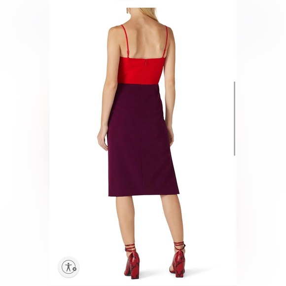 Milly Cady Colorblock Red Purple Sleeveless Pencil Dress- Size 4 - Picture 4 of 9